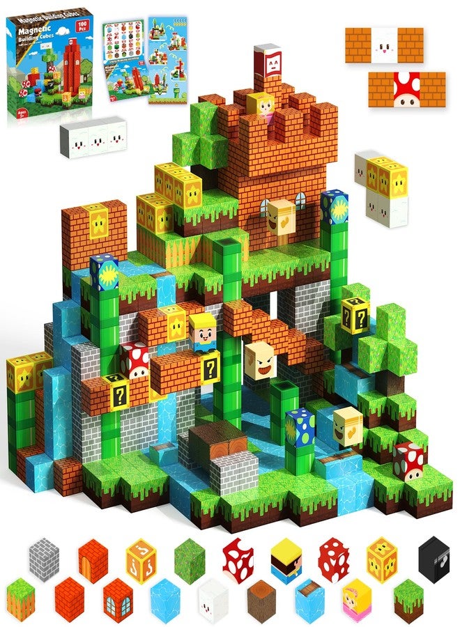 Annexfun Magnetic Blocks-100PCS Magnetic Building Cubes Blocks, STEM Montessori Sensory Toys for Toddlers Kids Boys Girls Ages 3 4 5 6 7 8 9 10 Christmas Birthday Gifts - Image 1